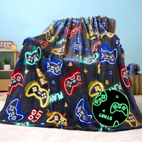 Joiedomi Leuchtet Decke Kuscheldecke, Gamer, Geschenk für Jungen im Alter von 2 bis 12 Jahren, Weiche, gemütliche Flanell, Kinderdecke...