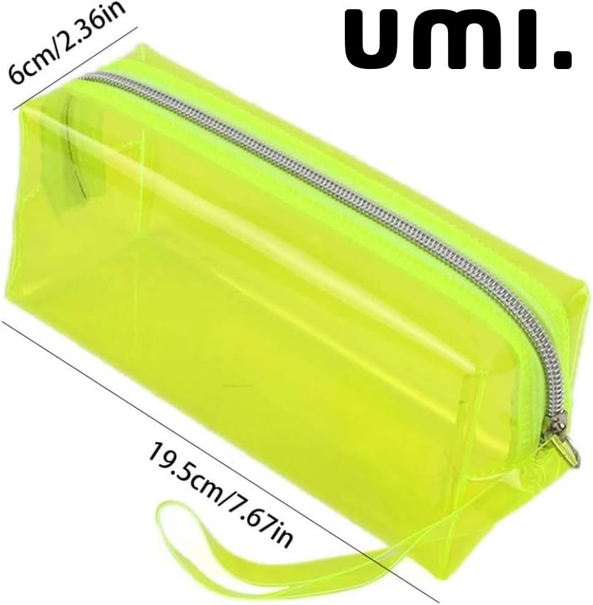 Image of Amazon Brand - Umi Clear Pencil Pouch PVC Large Pencil Case Zippered Waterproof Stationery Pouch for Students Yellow,Pencil Case,Office Supplies (Yellow)