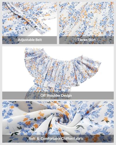 Image of Plus Size Chiffon Off The Shoulder Maxi Long Floral Summer Casual Beach Boho Sundress Women 2024