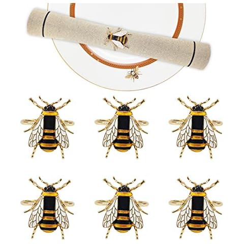 FKKsparkler Colourful Bee Napkin Rings Set Cover