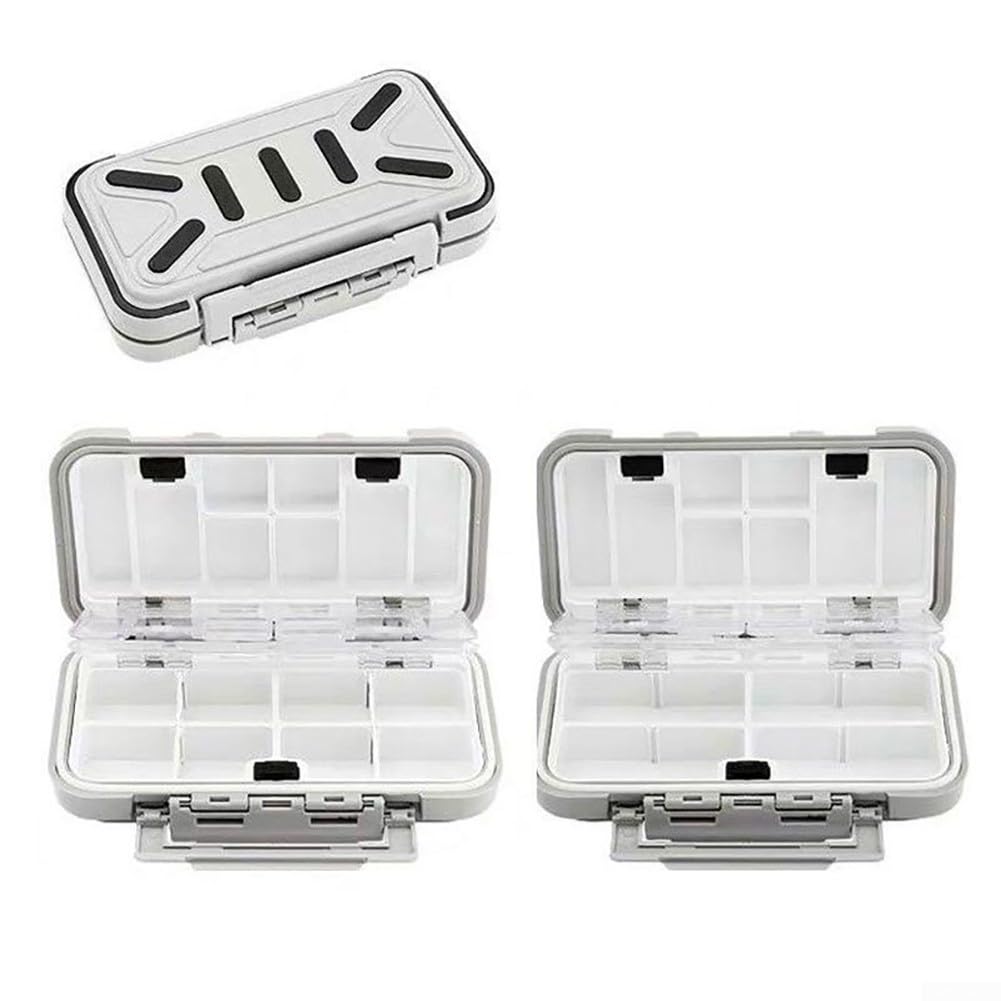 Multi-Compartment Fishing Bait Box Waterproof ABS Material for Storing Lures Hooks and Fishing Tools (Gray)