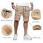 JMIERR Mens Casual Shorts - Cotton Drawstring Summer Beach Stretch Twill Chino Golf Shorts - Image 3