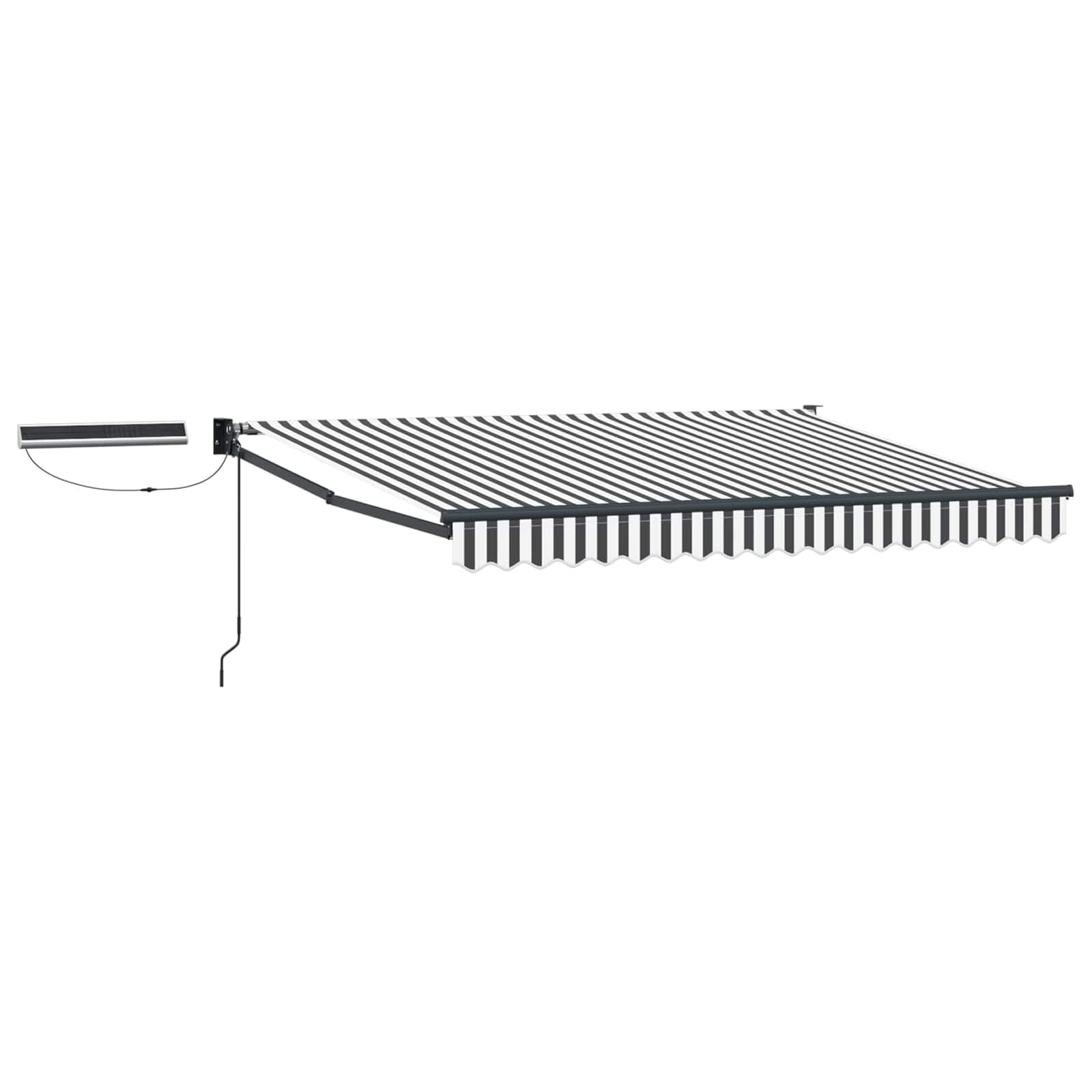 Toldo eléctrico extensible con panel solar antracita blanco 3,5 x 2,5 m para terraza, balcón, jardín, protección solar, resistente al viento, resistente a la intemperie