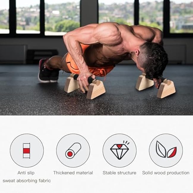 1 Pair Wooden Push Up Bar,For Home Parallettes Bars,Calisthenics Bars,For Fitness Handstand Training, Push-up Handles.