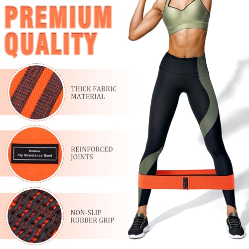 Image of 12 Pcs Fabric Resistance Bands for Working Out Non-Slip Booty Exercise Loop Bands for Women Men Glutes Hip Thigh Butt Yoga Pilates Fitness Gym, Light Medium Heavy