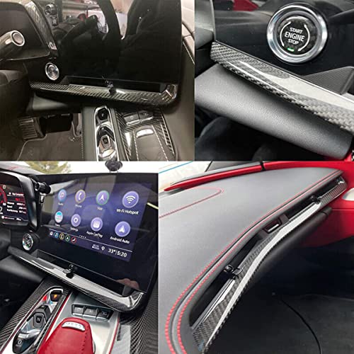 Cheayar Center Console Panel Dashboard Cover Compatible With Corvette C8 2020 2021 2022, Real Carbon Fiber Dashboard Panel Trim, Car Dashboard Panel Decorative Sticker 3Pcs (Carbon Fiber - Black) #TOP5