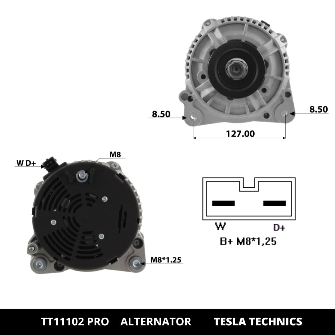 TESLA TECHNICS TT11752 PRO Alternateur 12V, 120A, M8, L-S, 60 Mm | AUTODOC Prix Et Avis