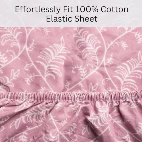 Image of Amazon Brand - Umi Cotton Elastic Fitted Bedsheet, King Size 78x72 Inches, Elastic Fit Bed Sheet, 10 Inch Deep Pocket, Soft Breathable Bedding, Durable Easy Care, with Pillow Cover-Mocha Vines