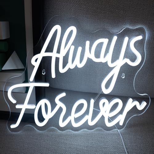 Image of Always Forever Wedding Sign,Dimmable LED Wall Decor Neon Sign, USB Romantic Gift for Couples,Party Wedding Anniversary Decorations 15.35 x 12.6 inch