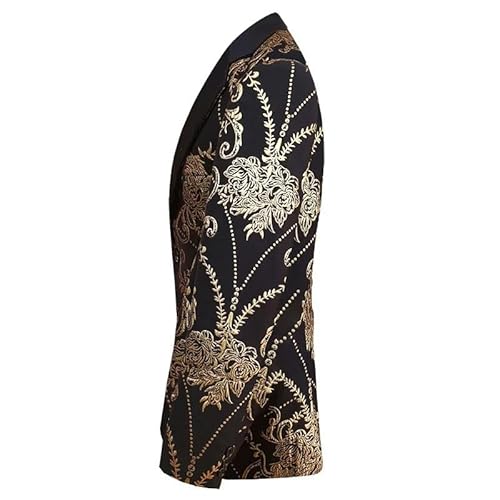 Blazer masculino floral slim fit lapela entalhada terno jaqueta masculina um botão casamento jantar