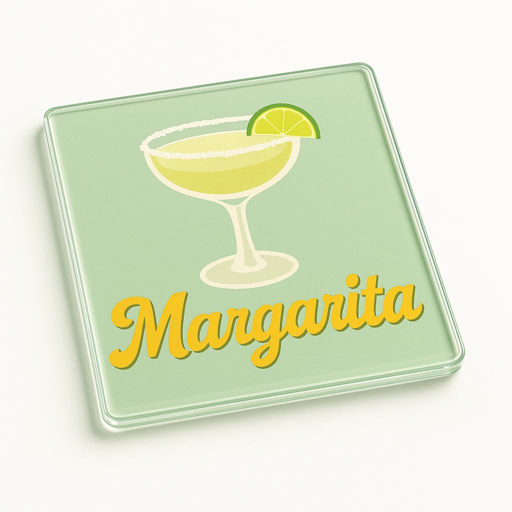 The Plum Penguin Margarita Sip Classic Cocktail Acrylic Coaster Gift - Mid-Century Modern Margarita Retro Style Palm Springs Sip Cocktail Design