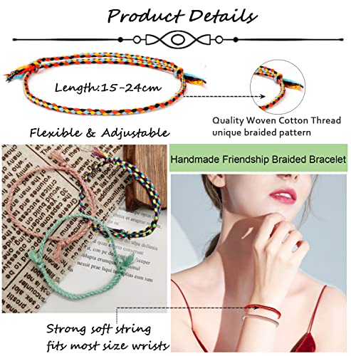 SAMOCO 30 Pcs Handmade Woven Wrap Friendship Braided Bracelet for Women Colorful Wrist Cord Adjustable Birthday Gifts-Party Favors2