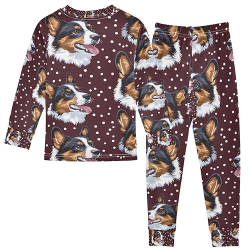 senya Cute Corgi Polka Dot A Pajamas Set Long Sleeve Soft Cotton Sleepwear 2 Piece2