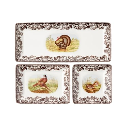 Spode Woodland 3-Piece Traditional Nesting Trays with Animal Illustrations