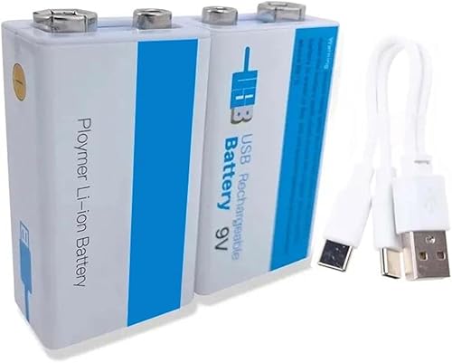 NabEli Batería recargable de iones de litio de 9 V 1200 mAh, baterías de litio micro USB de 9 V, para micrófono multímetro, control remoto, uso de