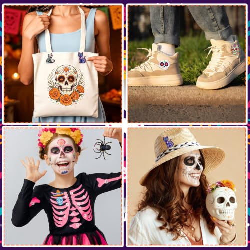Image of SANNIX 60 Pcs Day of the Dead Enamel Pins Sugar Skull Brooches for Party