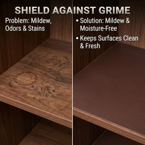 Image of EASYHOME Multipurpose EVA Anti-Slip Mat (45cm x 3 Meter, Brown) - Waterproof, Washable Shelf Liner Roll Sheet for Kitchen, Bathroom, Drawers, Cabinets, Fridge & Table Mat