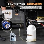 FOUR UNCLES Transmission Fluid Pump - Pneumatic Transmission Fluid Extractor and Dispenser with 15 Metal ATF Adapters and Pressure Gauge for Automotive Use, Transmission Fluid Transfer Pump Kit