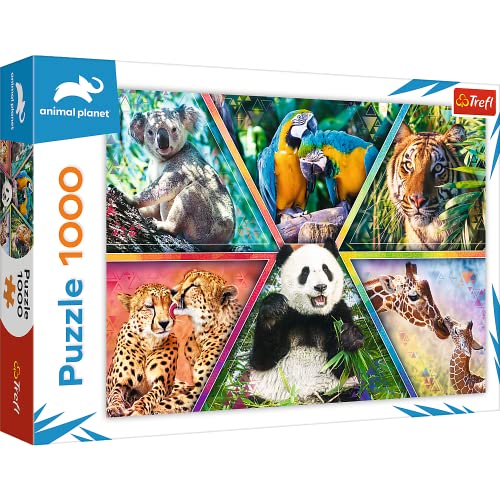 Trefl-Reino 1000 Piezas, Animales del Mundo, Marcos Coloridos, Rompecabezas, Pasatiempo Creativo,...