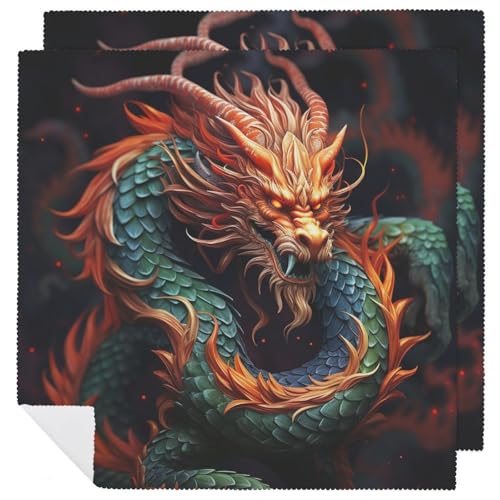 Servilletas de Tela Estampado Dragón Chino 18.7in Cuadrada 2 piezas miniatura 1