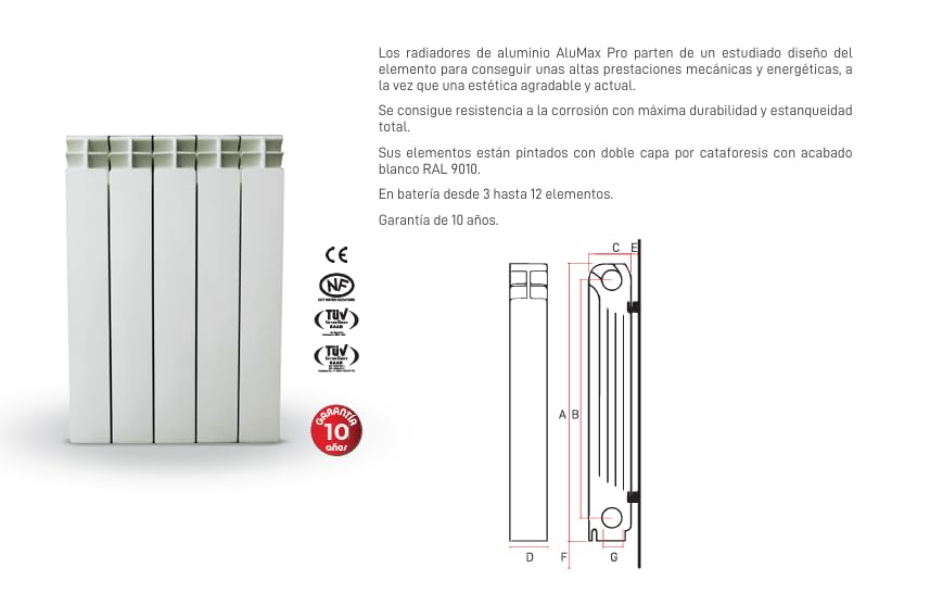 MAXLOR - Radiador ALUMAX PRO 500 5 ELEMENTOS - Blanco
