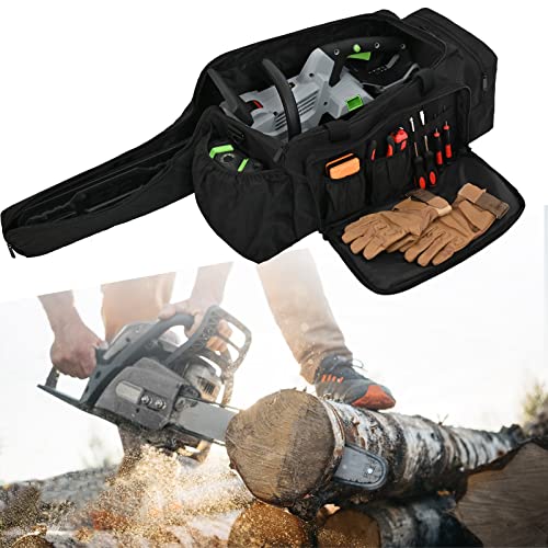Jaffzora Chainsaw Carrying Case, Waterproof Foldable Chainsaw Storage Bag Compatible With Greenworks, Dewalt, Ego Power+ 14''/16''/18'' Chainsaws And Cordless Chainsaw, Black #TOP5