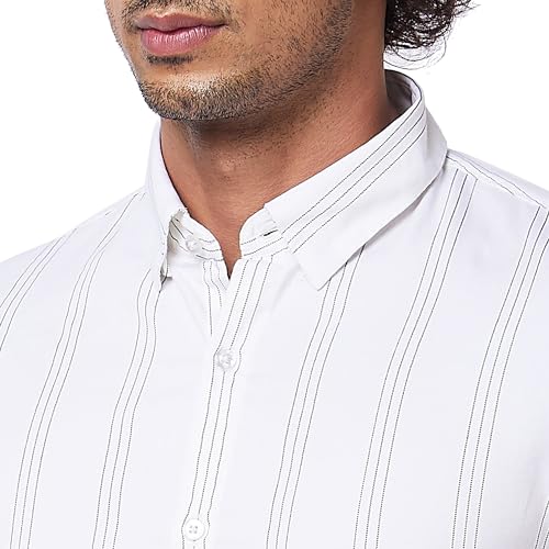 Image of Spykar Men's Regular Fit N /A Full Sleeve Striped Casual Shirts