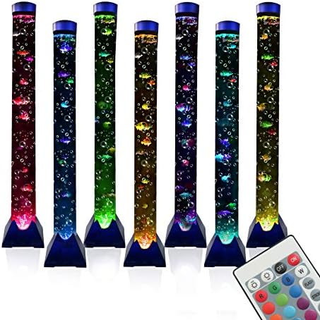 4FT LED Bubble Tube Floor Lamp Extra Large Aquarium Lamp with 10 Fish and Remote Control 20 Light Changes Tall Water Tower Tank Night Light for Bedroom Office Gift for Kids Men Women