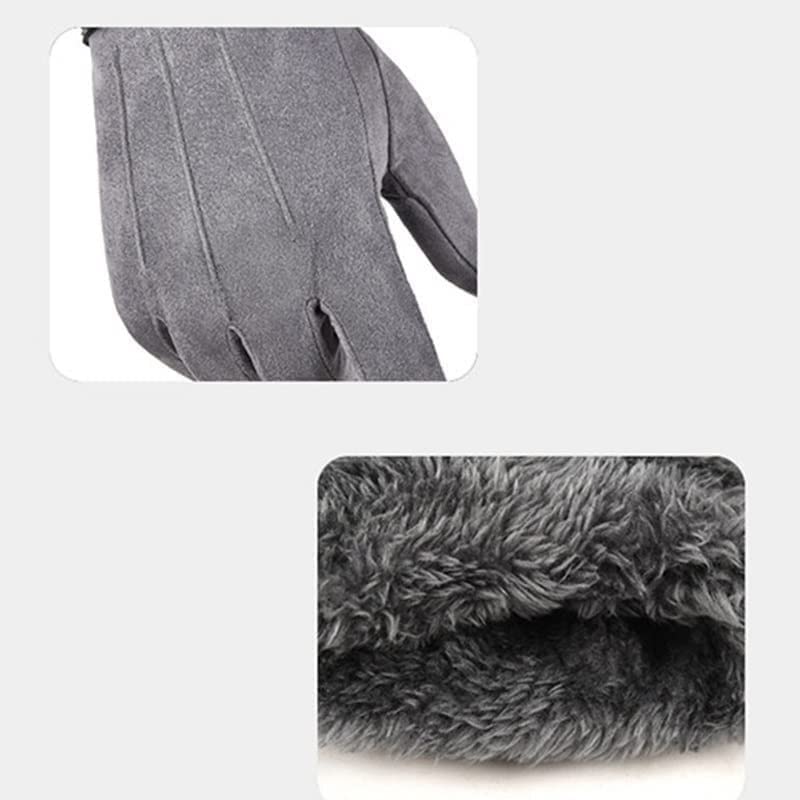 Guantes de equitación para hombre, piel de terciopelo, pantalla táctil, más terciopelo, gruesos, otoño e invierno, cálidos, para conducir, deportes al aire libre