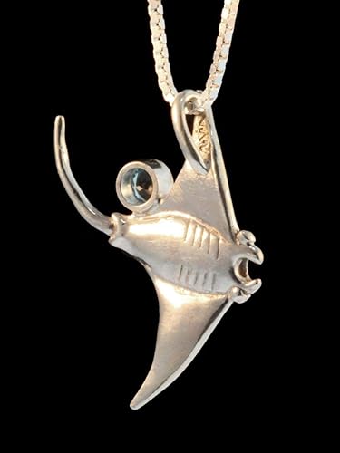 Miniatura 5 de Manta Ray Necklace with Gemstone Silver Stingray