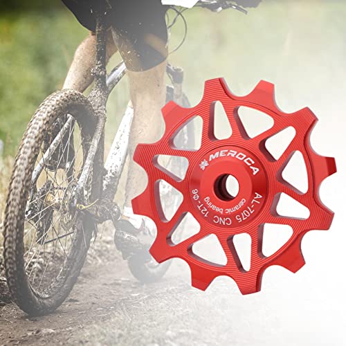 Yiju Bike Guide Wheel, Aluminum Alloy Rear Derailleur Jockey Wheel Rear Derailleur Pulley Bike Accessories, 12T Red #TOP1