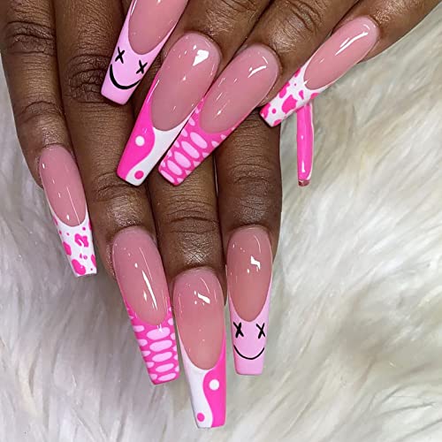 6 Packs (144 Pcs) Press On Nails Long, Vaveah Fake Nails With Designed, Stick On Nails, False Nails With Nail Glue On Nails For Women (Long Set 11) #TOP3