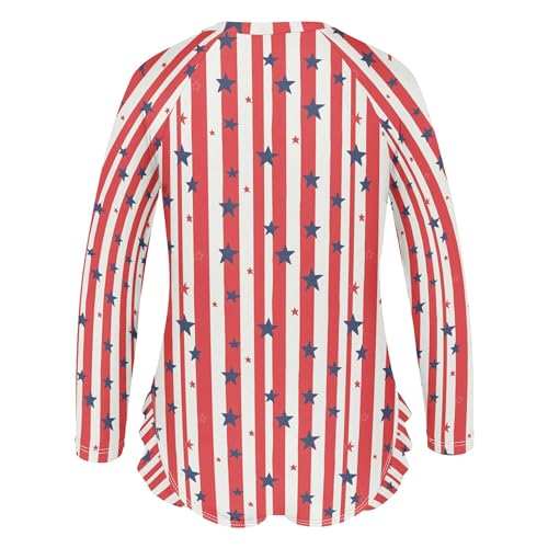 July 4th Independence Day Star Girls Long Sleeve Rashguard Swimsuit UV Protection One-Piece Swimwear B04045673