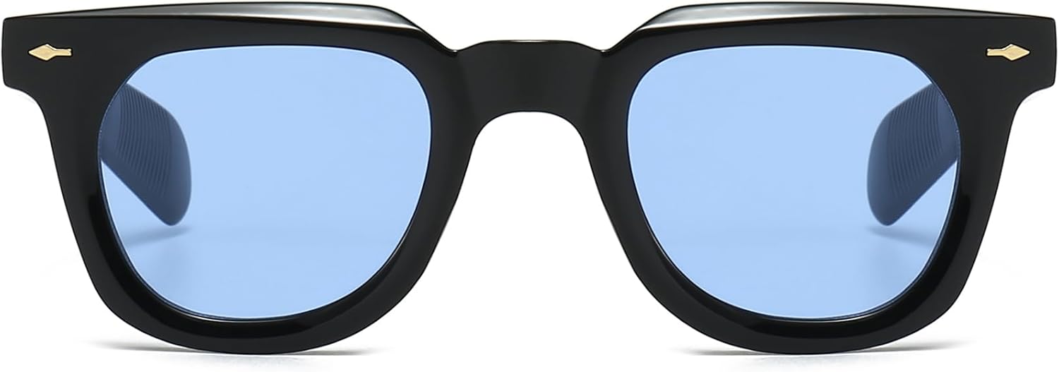 PORADAY Square Sunglasses for Women Men Trendy Thick Frame Sun Glasses Black Shades - Image 3