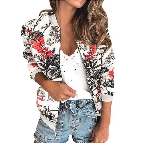 Sunnyuk Chaquetas Mujer Chaquetas Casual Fruncida Elástica Chaqueta de Trabajo Ligera con Bolsillos Chaquetas de Traje