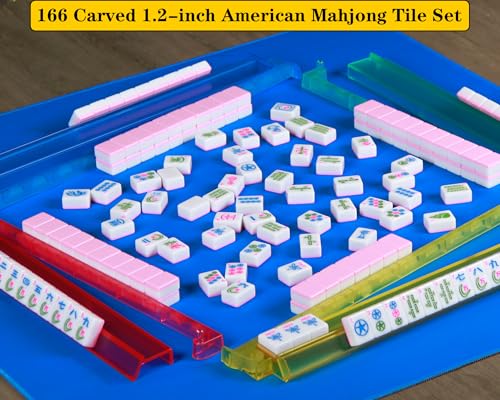 Set de Mahjong Americano Rosa con 166 Fichas y 4 Racks miniatura 7