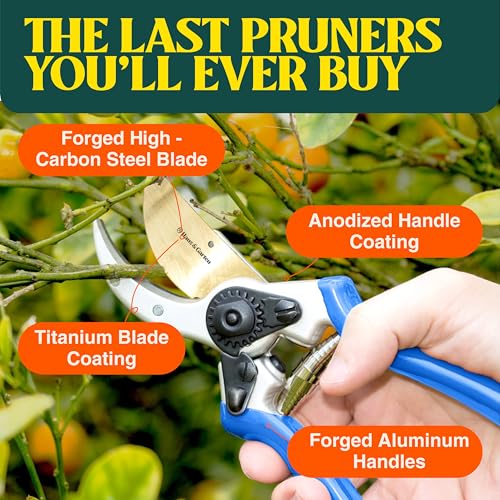 Image of Haus & Garten ClassicPRO 8.5 inch Premium Titanium Bypass Pruners - Use as Garden Shears Pruning Shears for Gardening, Hand Pruners, Handheld Garden Clippers, Scissor Clipper Tool