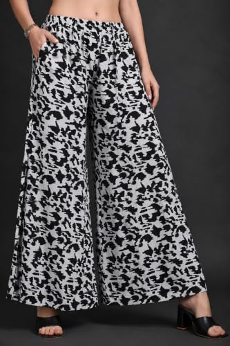 Image of Women Printed Palazzo Pants Combo Pack of 2, Comfortable Elastic Waist Lounge Pants for Women | Relaxed Fit, Loose Fitting Wide Leg Palazzo Pants, Casual Bottom (Available in S to 3XL Size)