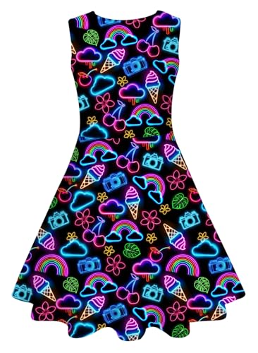 Funnycokid Mermaid Dress Girls Kids Summer Sleeveless Sundress Birthday Outfit Twirly Party Clothes 4-13 Years2
