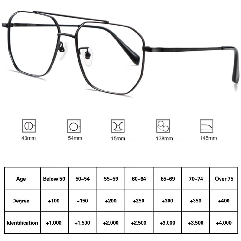 JIETIAN Retro Smart Multifocal Progresivo HD Gafas de Lectura, Lentes asféricas de Resina al Aire Libre fotocrómico Gafas de Sol / UV400,Negro,+0.5