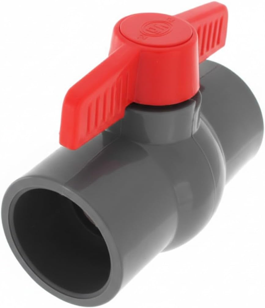 VSDAC Ball Valve 1" with Red Handle, PVC Plumbing Valve, Grey and Red