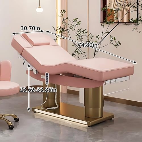 Larnavo Massage Table-Electric Massage Table with Pink Luxury Double Column Design, Beauty Bed Includes Intelligent Angle Adjustment, Thermostatic Heating Function(74.80IN) - Image 2