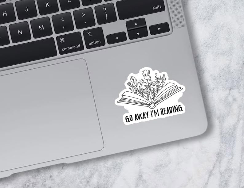 Miniatura 8 de 314PI Calcomanías de vinilo troqueladas con diseño de "Go Away I'm Reading" para computadora portátil, teléfono, botellas de agua, patineta,