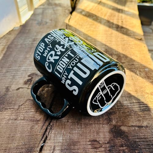 Taza grande negra de cerámica 17 oz con texto grabado miniatura 4