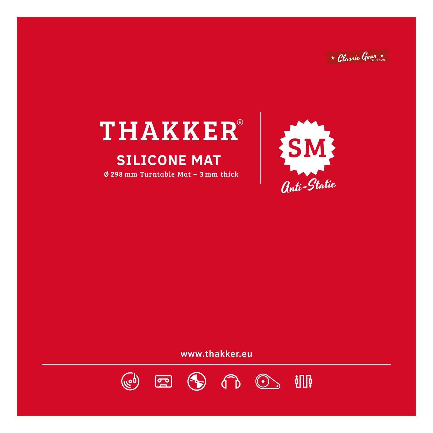 THAKKER Silicone Mat Red - Alfombrilla de Silicona antiestática para Tocadiscos - Rojo | 3 mm de Espesor | 298 mm de diámetro | para Tocadiscos de 12