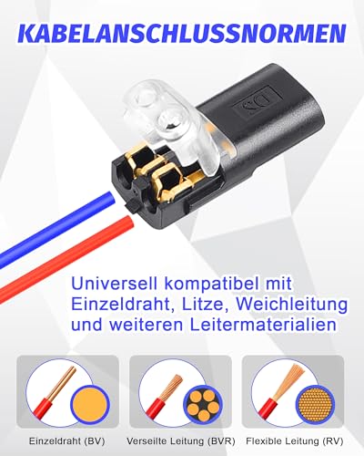 40 Stück Auto Kabelverbinder Wasserdicht 2 Polig,2V Stecker 2 pin,Schneller Kabelstecker Verbindungen 12V für 18-22 AWG Kabel Crimp,Kabel Steckverbinder,Auto Stecker Steckverbindung Steckbarer Kabelan