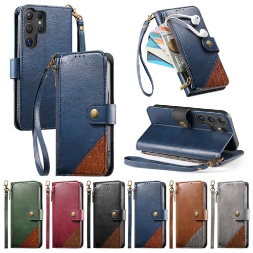 Étui Samsung Galaxy S22 gris avec fermeture éclair et clapet magnétique