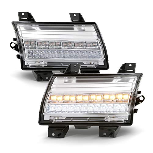 AKKON - Fits 2018-2023 Jeep Wrangler [LED Type] Sequential Signal Full LED Parking Chrome Bumper Lights Pair Left+Right