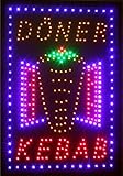 reklameschilder auktion LED-Farben: gelb, blau, grün,gelb und rot.Blau punkte und gelbe Döner LED animieren. LED-Schild XXL
