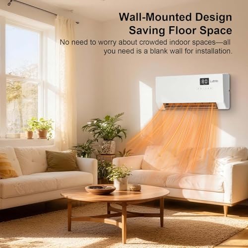 Electric Wall Mounted Heater with Remote Control, 24H Timer, ECO Mode, Quick Heating Space Heater for Bedroom, Living Room - Image 3